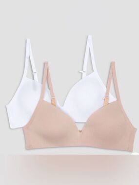 Hanes Girls 2-Pack Wireless Bras - White & Nude